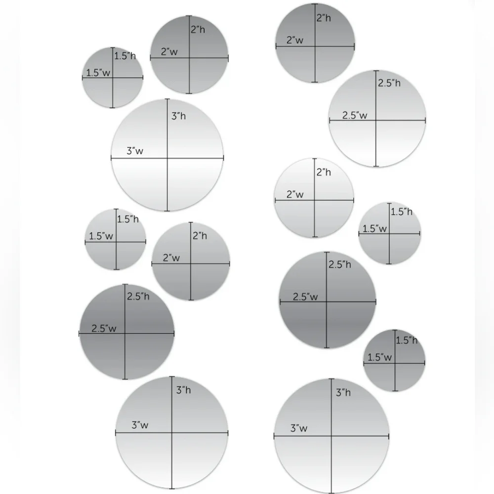 Blue Moon Studios 14pc Self-Adhesive Circle Wall Mirror Decals
